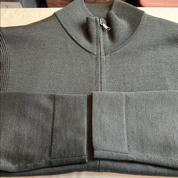 Banana Republic Sweater 100% Wool XL Full Zip Mock Neck Preppy Business Casual